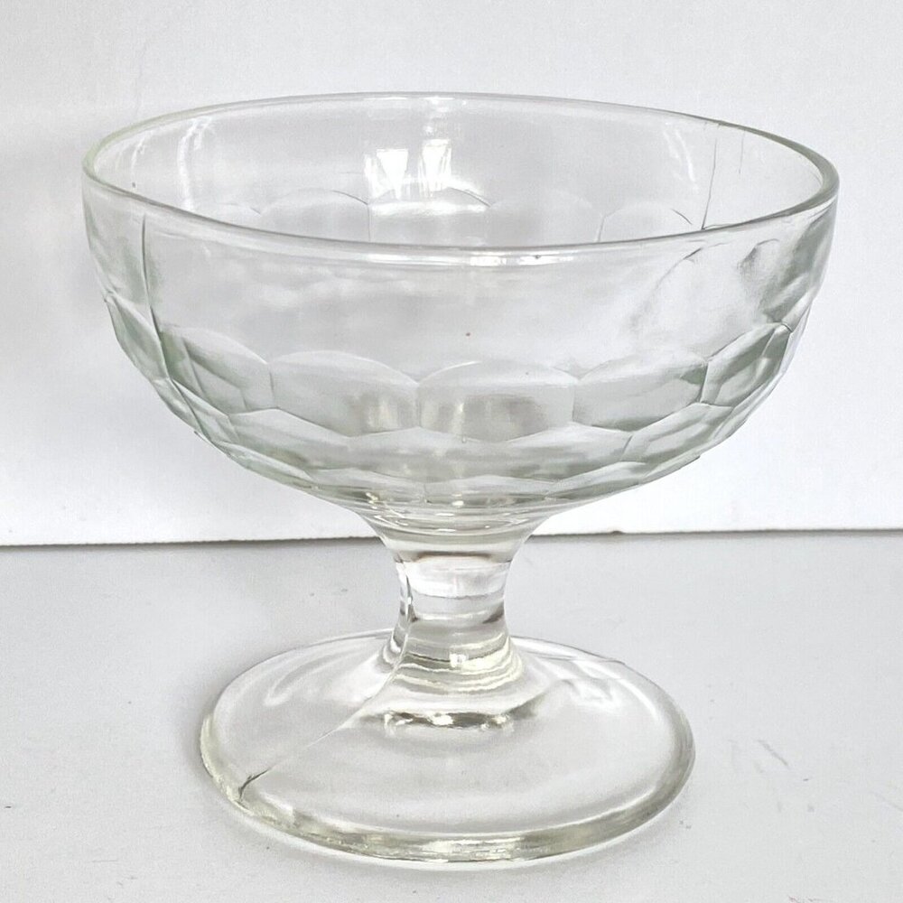 Cubits American Pressed Clear Glass Sherbet Dessert IceCream Footed Bowl MCM Vtg